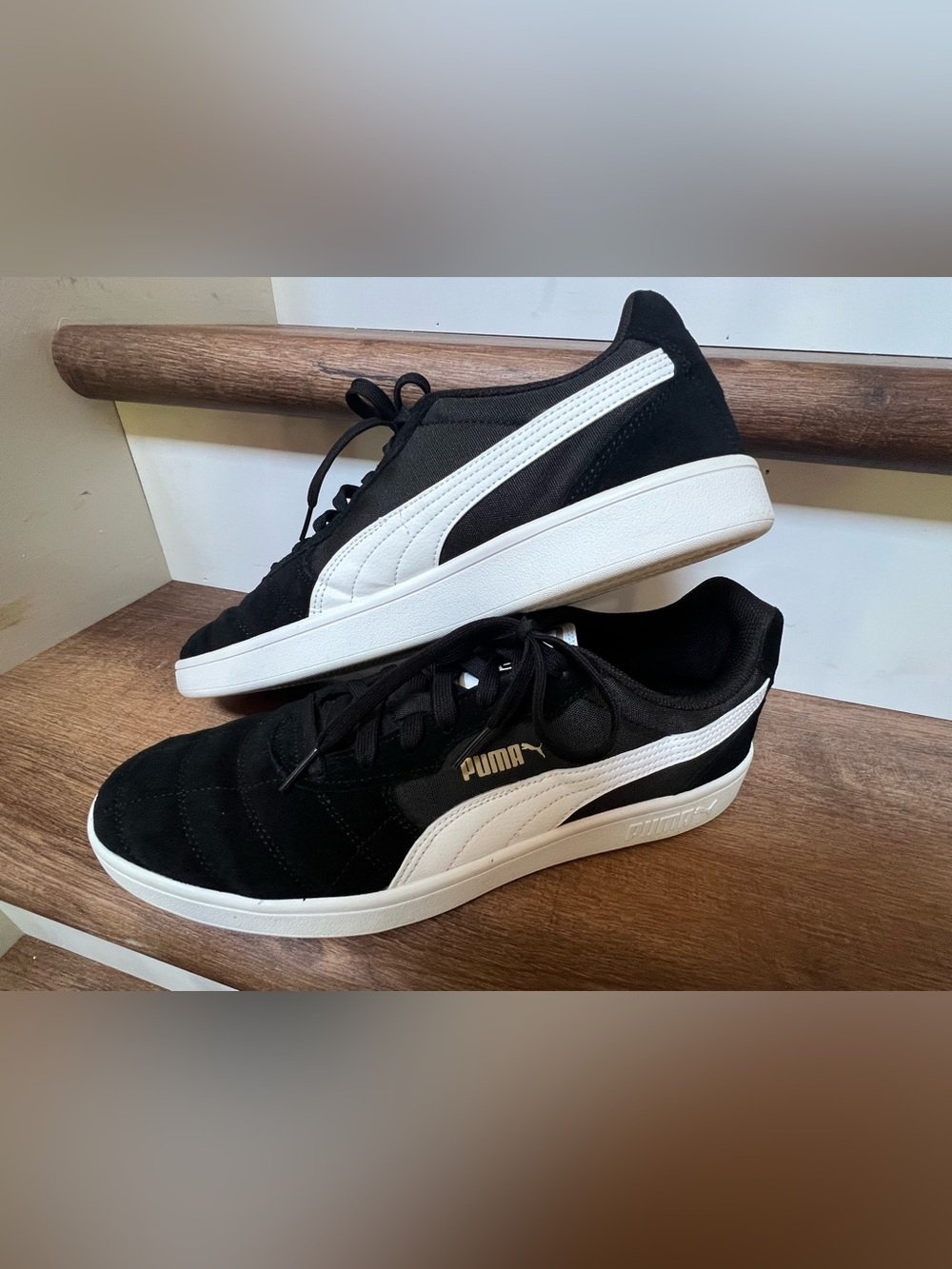 Puma SoftFoam+ Men’s Size 12 Black White Suede Lace Up Casual Sneakers 369115-01